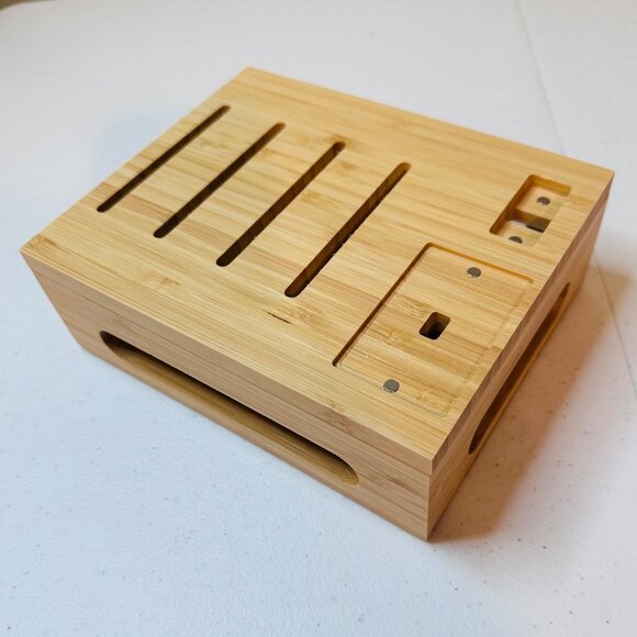 Bamboo Charging Station Multi Device Organizer Stand Space-Saving Design - Picture 3 of 16